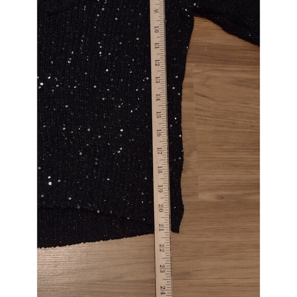 Mudd Women's Black Dark Academia Sweater Medium Sequin Sparkle - Picture 6 of 9
